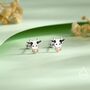 Sterling Silver Dairy Cow Stud Earrings, thumbnail 1 of 12
