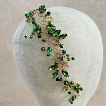 Peridot Green Crystal Hair Vine, 4 of 6