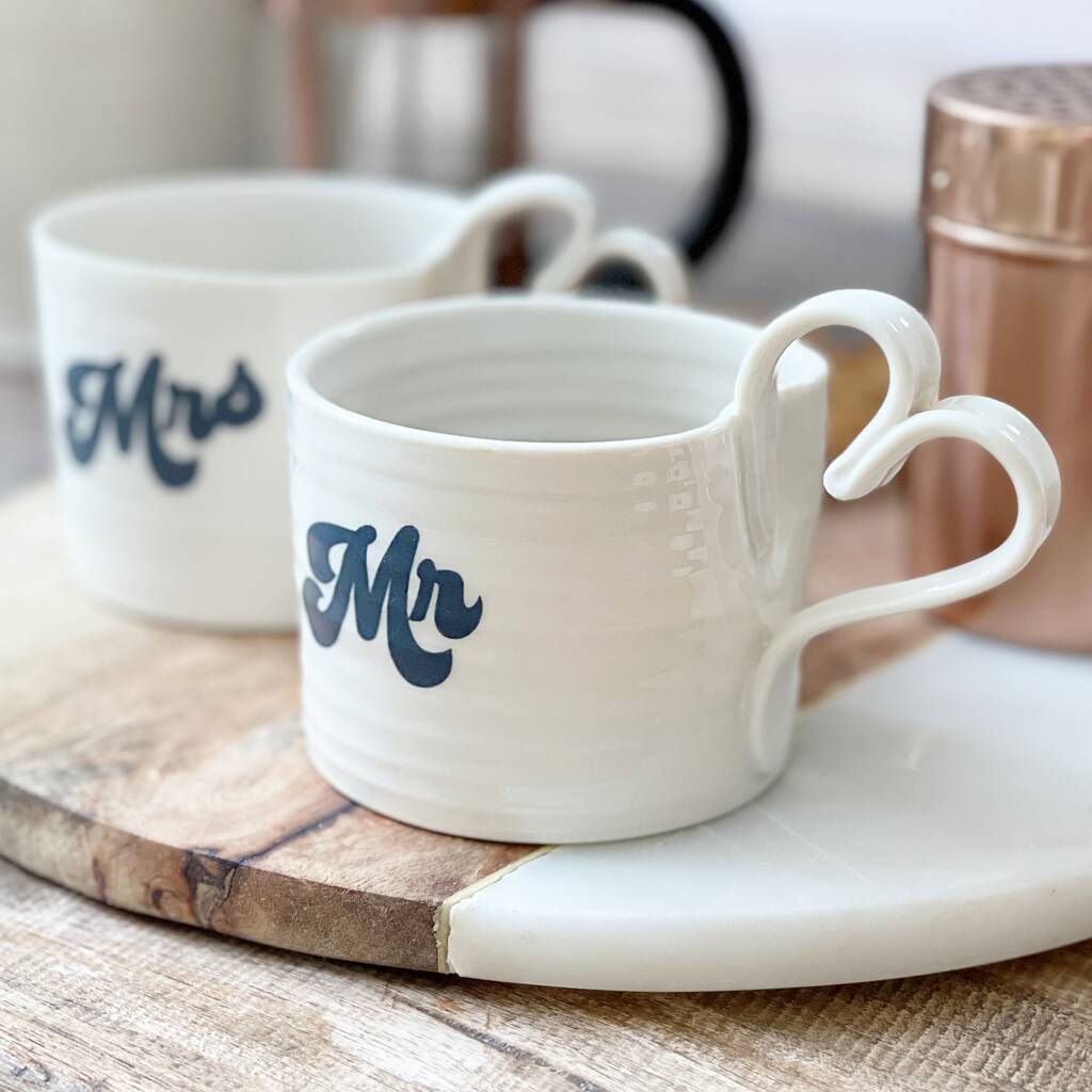 Mr And Mrs Love Heart Mug Gift Set, 1 of 9