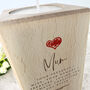 Personalised Any Message Red Heart Wood Tea Light Holder 13cm H, thumbnail 4 of 7