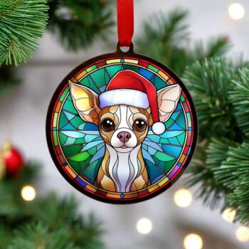 Chihuahua Fawn In Santa Hat Suncatcher Decoration, 4 of 6