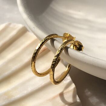 Fine Textured Hoop Earrings, 3 of 10