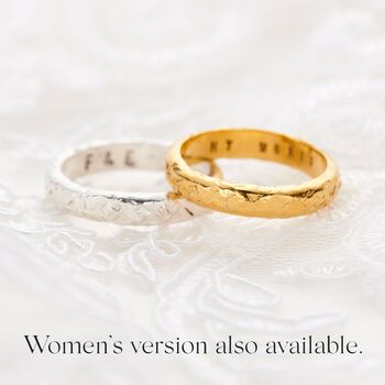 Textured Personalised 9ct Gold Men's Wedding Ring, 2 of 5