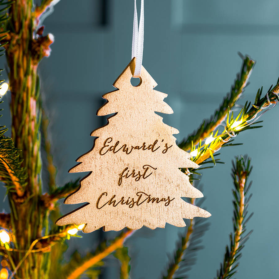 Personalised Gold First Christmas Tree Decoration ts for babies & children
