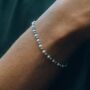 Black And Silver Moon Cut Bead Chain Bracelet For Men, thumbnail 6 of 10