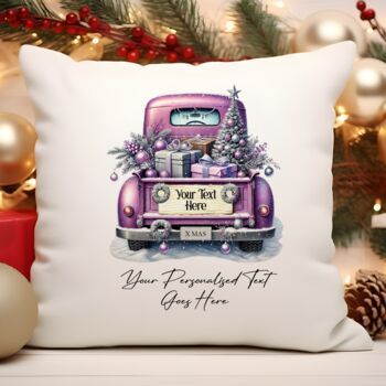 Personalised Christmas Vintage Truck Cushion – Choose Colour And Add Wording, 7 of 9
