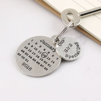 Anniversary Gift Special Day Calendar Round Keyring, 3 of 10