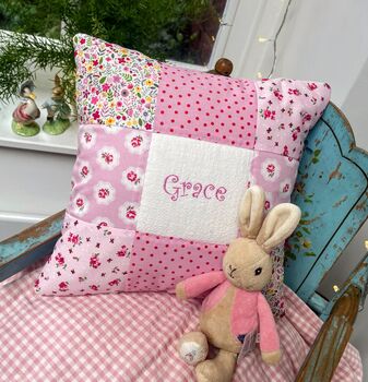 Sugar Plum Patchwork Name Cushion, 5 of 8