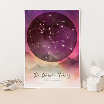 Personalised Family Constellation Mountains Watercolour, 2 of 8