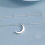 Sterling Silver Double Layer Moon Necklace With Satellite Chain, thumbnail 5 of 11
