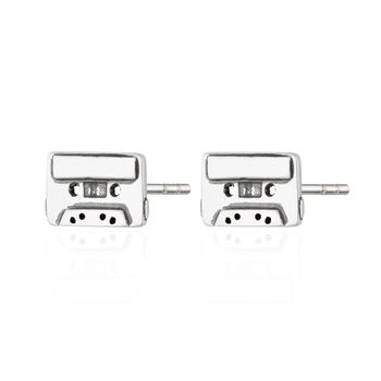 Cassette Tape Stud Earrings, Sterling Silver Or Gold Plated, 5 of 7