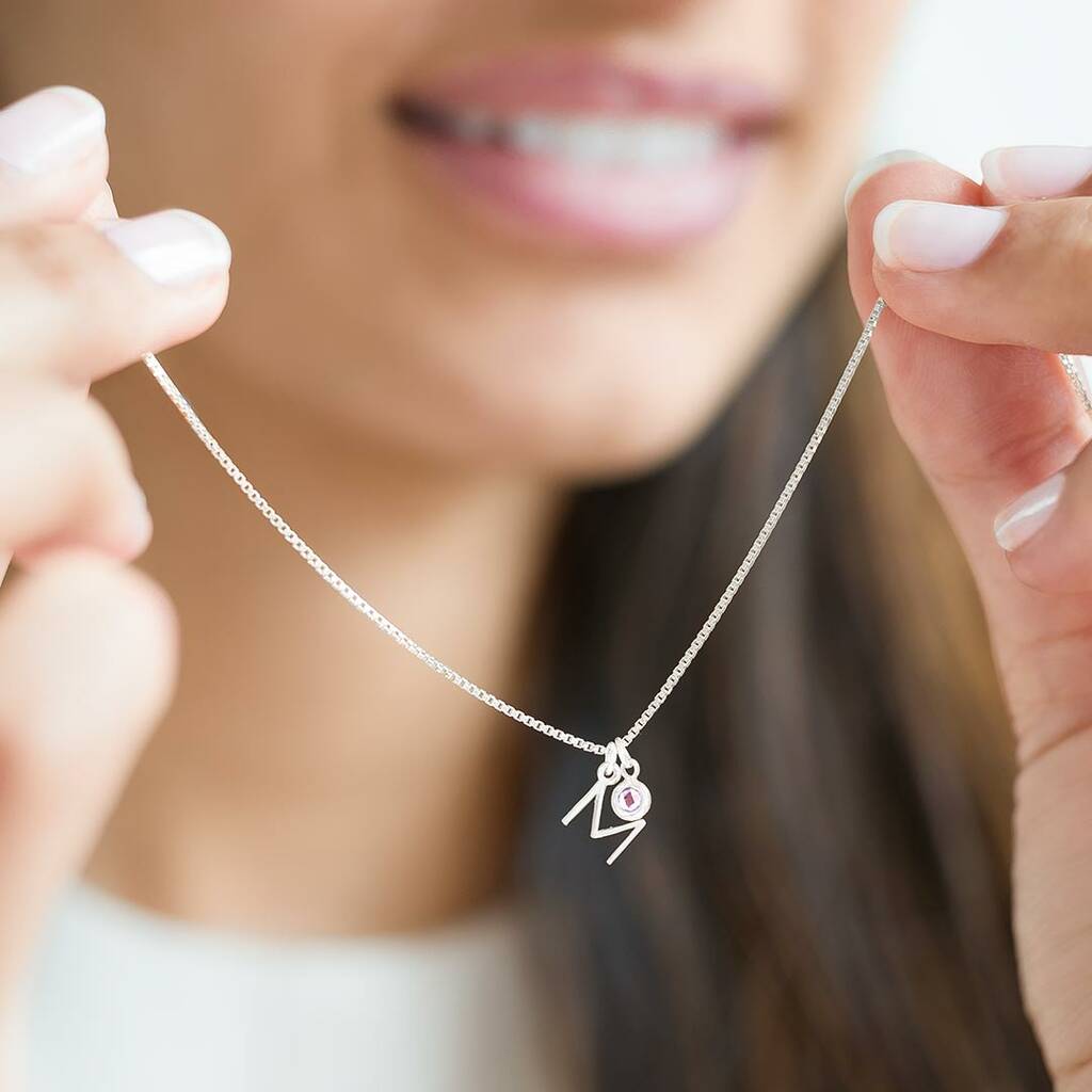 Sterling Silver Letter Birthstone 