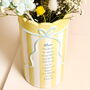 Yellow Stripe Ceramic Scallop Edge Bow Mum Vase, thumbnail 2 of 2