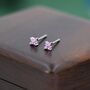 Pink Hydrangea Tiny Stud Earrings In Sterling Silver, thumbnail 5 of 10