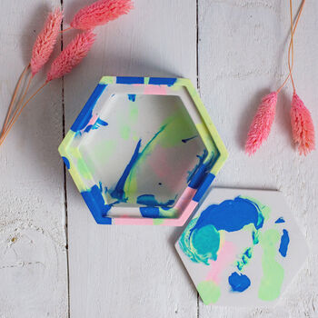 Colourful Jesmonite Hexagon Trinket Box, 3 of 3