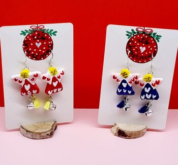 Festive Painted Angel Earrings With Stand, 3 of 11