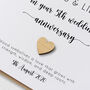 Personalised 5th Anniversary Card With Wooden Heart, thumbnail 3 of 8