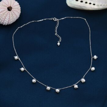 Dangle Pearl Necklace In Sterling Silver, 6 of 10