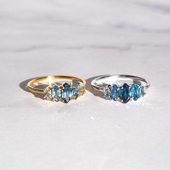 Ombre Blue Topaz Ring In Silver And Gold Vermeil, 6 of 11