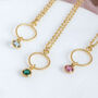 Twisted Gold Circle Necklace With Mini Birthstone, thumbnail 4 of 10