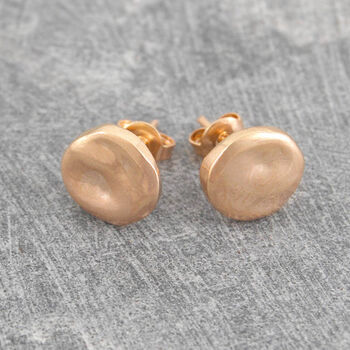 Organic Round Stud Gold Plated Silver Earrings, 3 of 8
