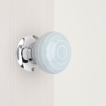White Striped On Grey Mortice Door Knobs Set, 4 of 5