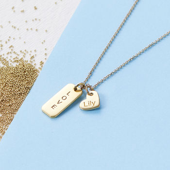 Personalised Bar And Heart Charm Necklace, 3 of 5