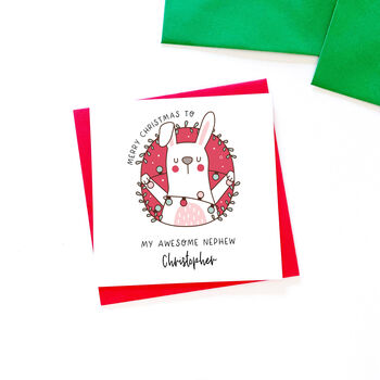 Personalised Bunny Christmas Card, 2 of 2