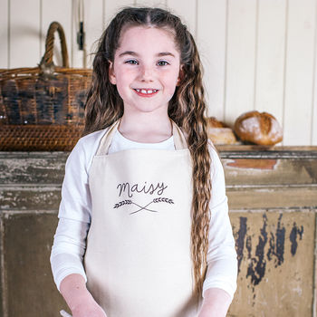 Personalised Wheat Sheaf Childrens Cotton Apron, 2 of 4