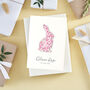 Personalised Liberty Print Bunny Rabbit New Baby Card, thumbnail 1 of 4