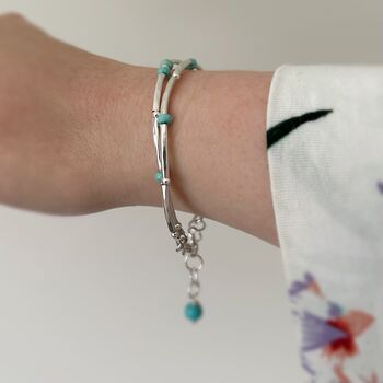 Turquoise And Silver Double Stranded Bracelet, 3 of 5