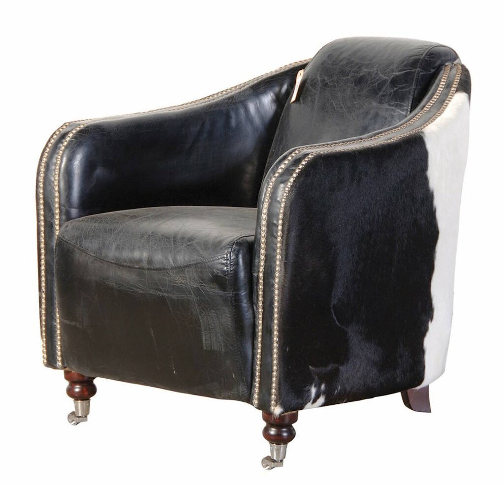 Cow Hide Leather Tub Chair, 1 of 2