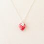 Silver Plated Pink Heart And Silver Star Necklace, thumbnail 2 of 6