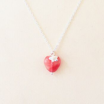 Silver Plated Pink Heart And Silver Star Necklace, 2 of 6