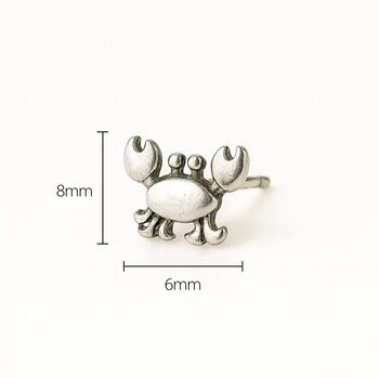 Sterling Silver Crab Stud Earrings, 5 of 9