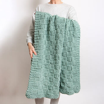 Basketweave Stitch Blanket Easy Knitting Kit, 2 of 6