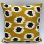 Square Ikat Silk Cushion Gold And Black Spot, thumbnail 3 of 7