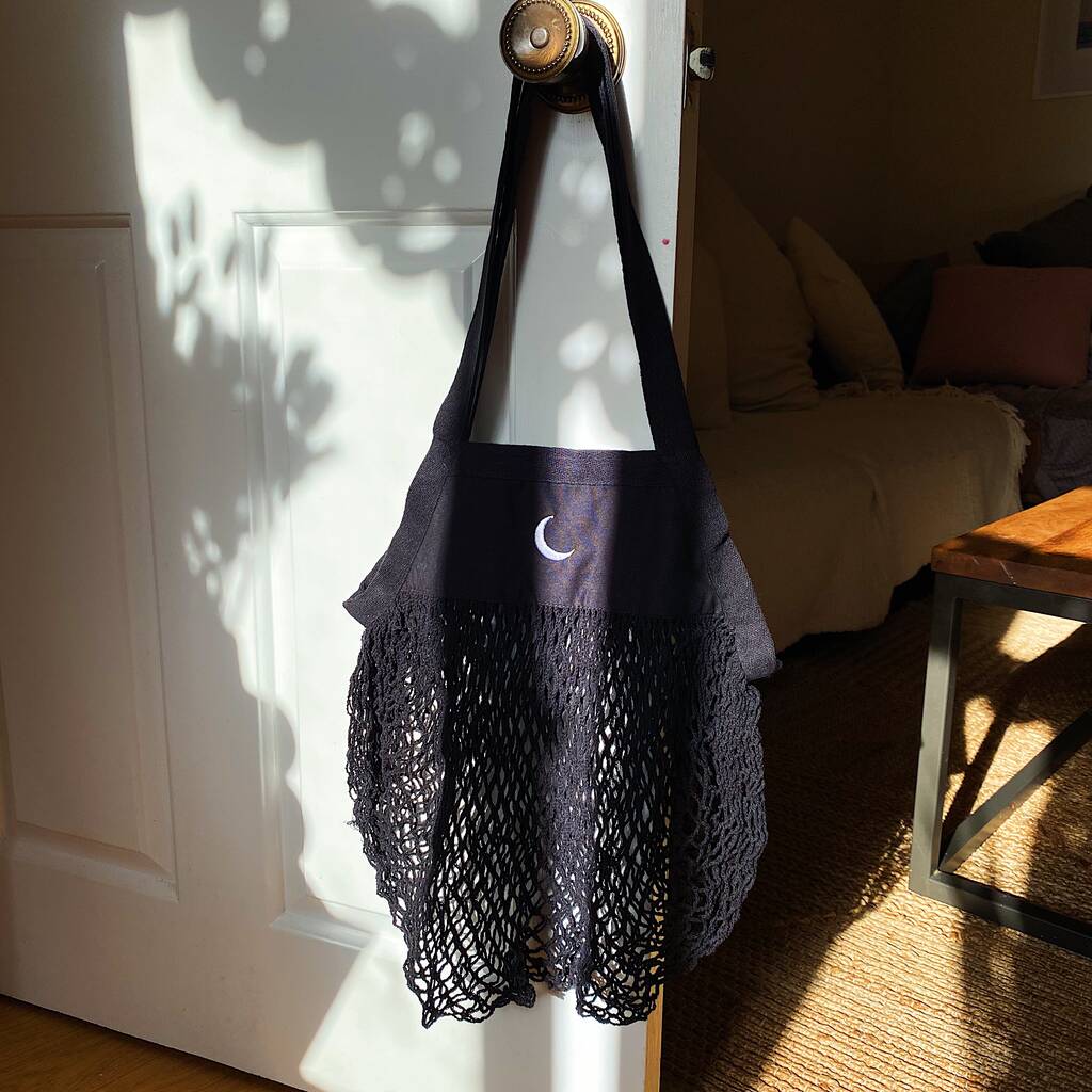 Embroidered Cotton Crescent Moon Mesh Bag By This Sweet Year