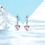 Pink Heart Cz Huggie Hoop In Sterling Silver, thumbnail 6 of 12