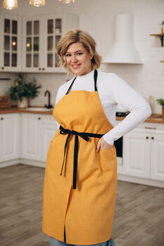 Potters Split Leg Linen Apron With Pockets, 8 of 12