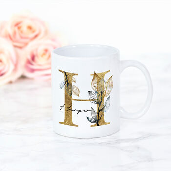 Personalised Name And Gold Initial Coffee Mug, 2 of 8