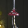 Red Glass Mushroom Hanging Decoration, thumbnail 2 of 2
