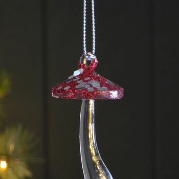 Red Glass Mushroom Hanging Decoration, 2 of 2
