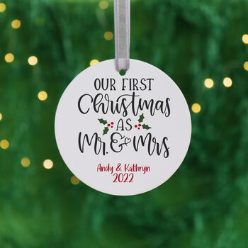 Personalised First Christmas As Mr And Mrs Ornament, 2 of 7