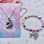 Personalised Unicorn Charm Bracelet + Unicorn Necklace As Shown, thumbnail 1 of 10