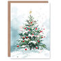 Winter Snow Laden Decorated Tree Xmas Christmas Card, thumbnail 1 of 4