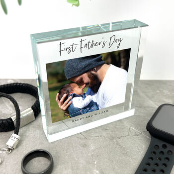 Personalised First Father's Day Photo Glass Token, 3 of 7