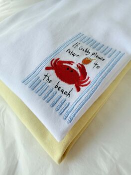If Crabby Return To The Beach Embroidered T Shirt, 3 of 6