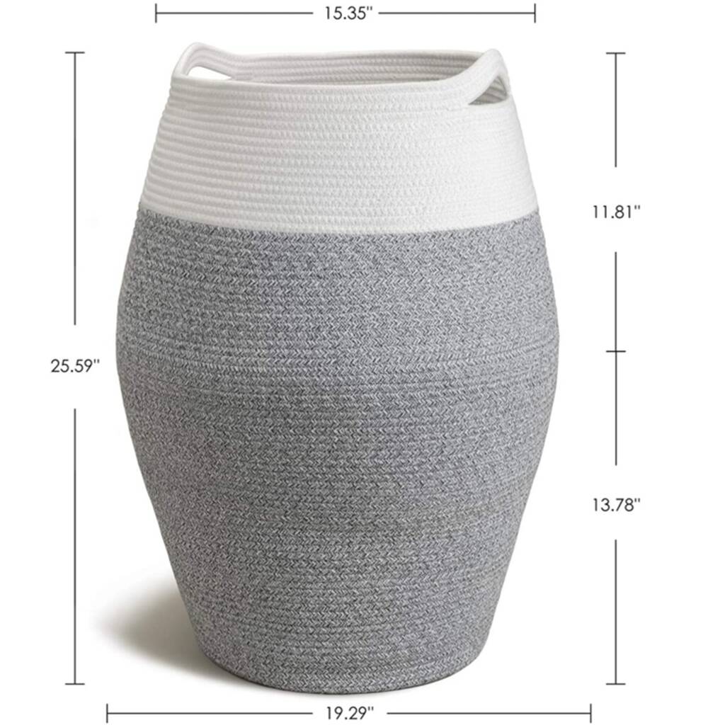 Large Laundry Basket Tall Storage Cotton Rope Hamper By Momentum