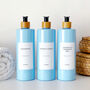 Refillable Blue Plastic Bottle With Minimalist Label, thumbnail 7 of 8